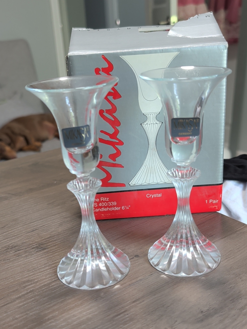Mikasa Pair Of Crystal Candleholders